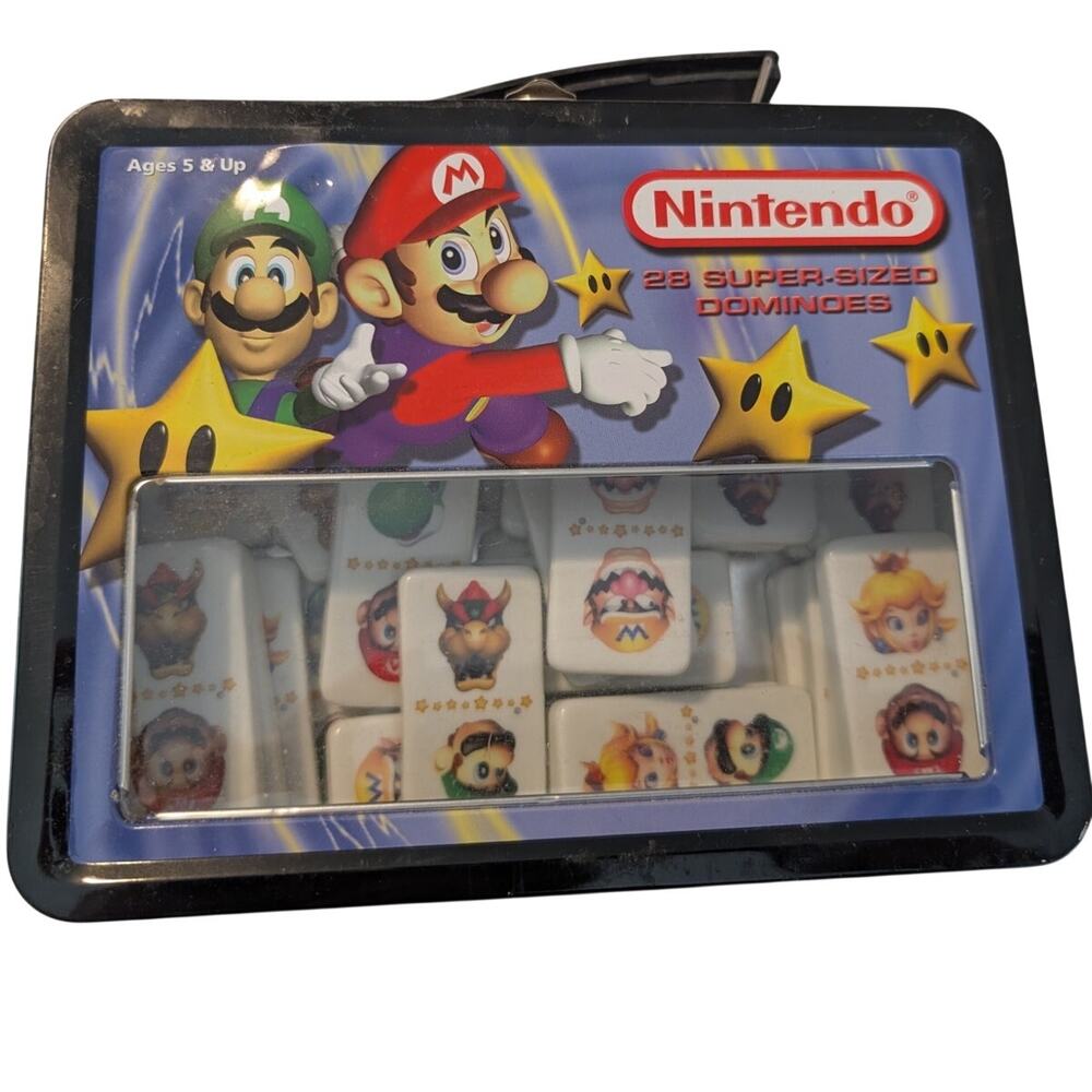 Vintage Nintendo 28 Super Size Dominos in Lunch Box Tin